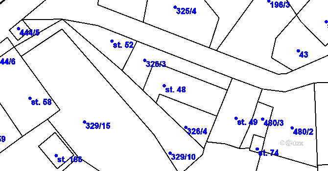 Parcela st. 48 v KÚ Kunčí, Katastrální mapa