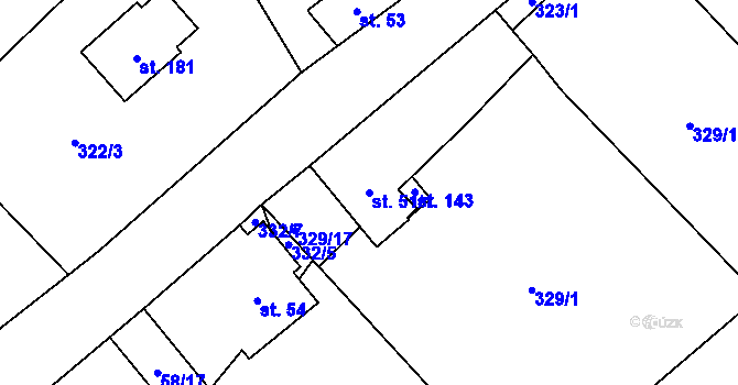 Parcela st. 51/1 v KÚ Kunčí, Katastrální mapa