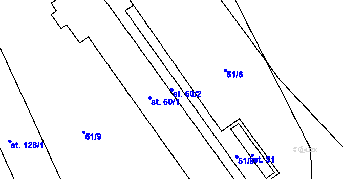 Parcela st. 60/2 v KÚ Kunčí, Katastrální mapa