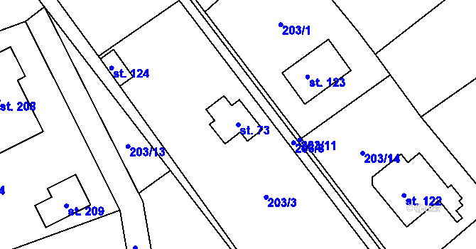 Parcela st. 73 v KÚ Kunčí, Katastrální mapa