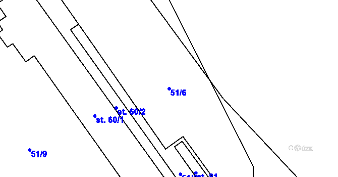 Parcela st. 51/6 v KÚ Kunčí, Katastrální mapa
