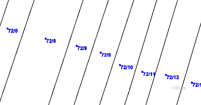 Parcela st. 72/9 v KÚ Kunčí, Katastrální mapa