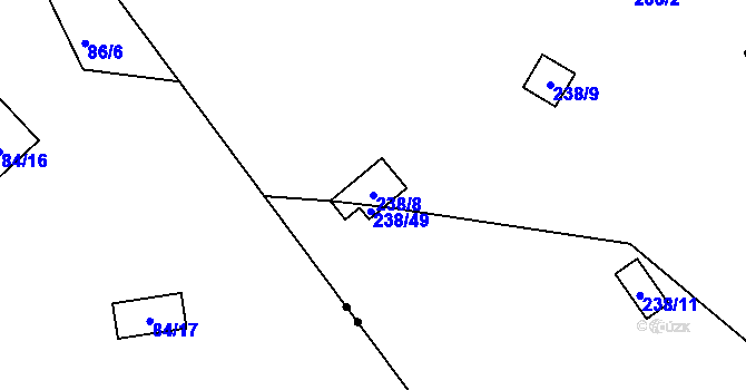 Parcela st. 238/8 v KÚ Kunčí, Katastrální mapa