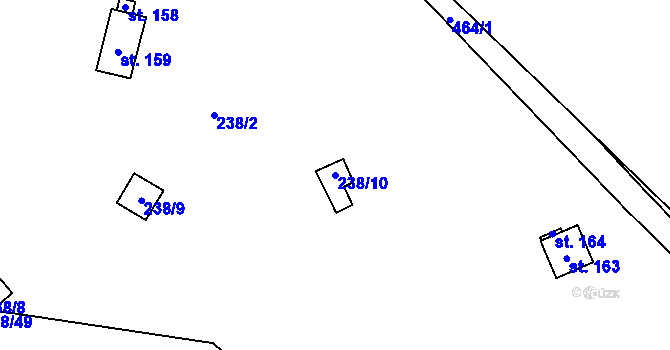 Parcela st. 238/10 v KÚ Kunčí, Katastrální mapa