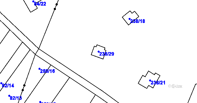 Parcela st. 238/29 v KÚ Kunčí, Katastrální mapa