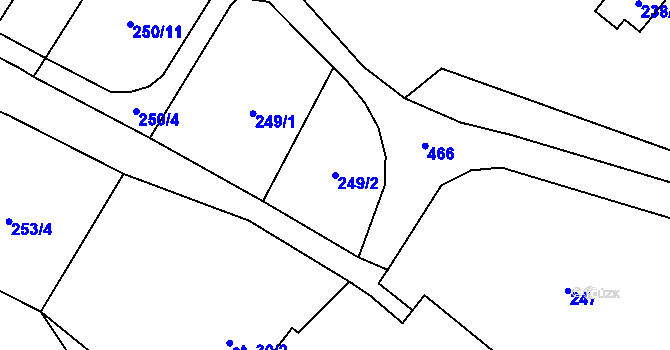 Parcela st. 249/2 v KÚ Kunčí, Katastrální mapa