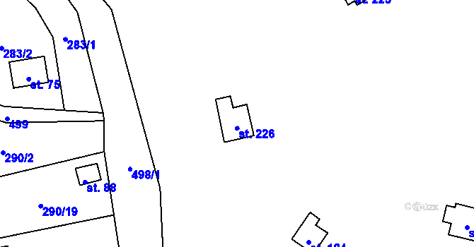 Parcela st. 299/6 v KÚ Kunčí, Katastrální mapa