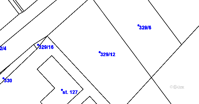 Parcela st. 329/12 v KÚ Kunčí, Katastrální mapa