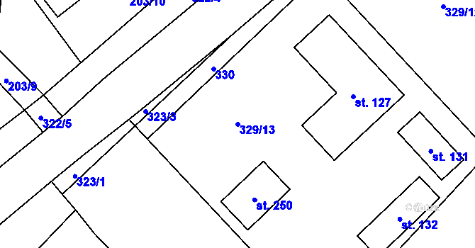 Parcela st. 329/13 v KÚ Kunčí, Katastrální mapa