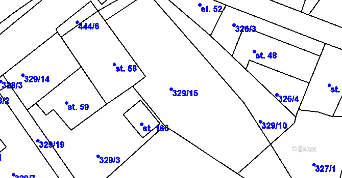 Parcela st. 329/15 v KÚ Kunčí, Katastrální mapa