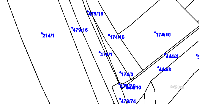 Parcela st. 479/1 v KÚ Kunčí, Katastrální mapa