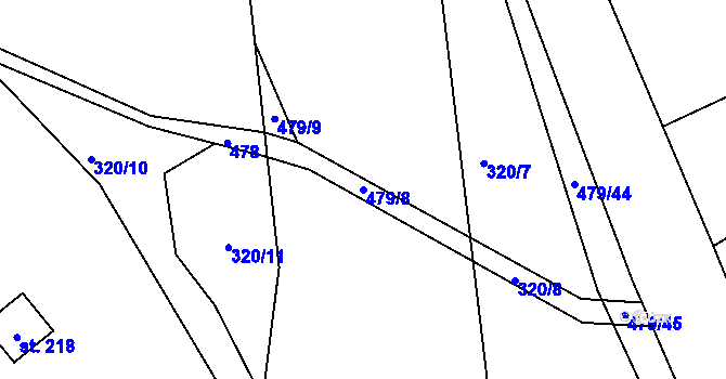 Parcela st. 479/8 v KÚ Kunčí, Katastrální mapa
