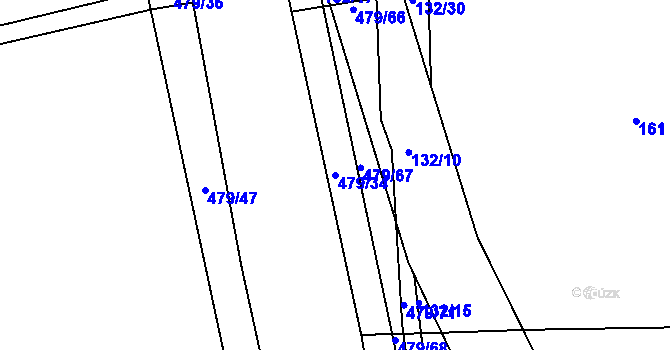 Parcela st. 479/34 v KÚ Kunčí, Katastrální mapa