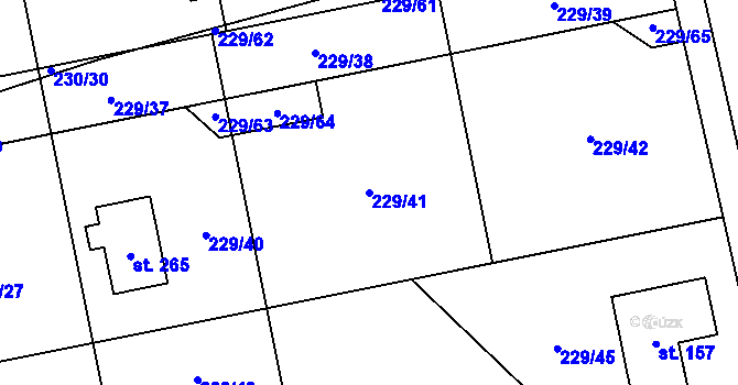 Parcela st. 229/41 v KÚ Kunčí, Katastrální mapa