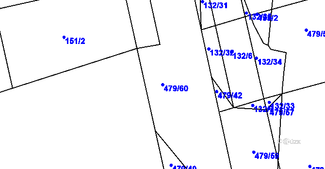 Parcela st. 479/60 v KÚ Kunčí, Katastrální mapa