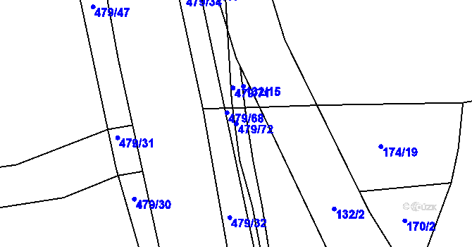 Parcela st. 479/72 v KÚ Kunčí, Katastrální mapa