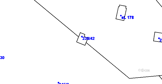 Parcela st. 238/47 v KÚ Kunčí, Katastrální mapa