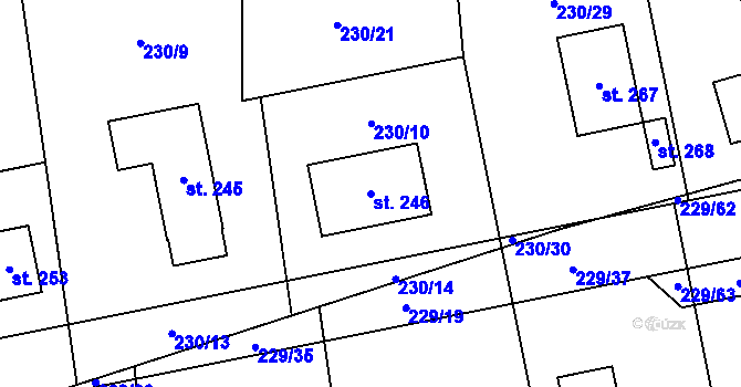 Parcela st. 246 v KÚ Kunčí, Katastrální mapa