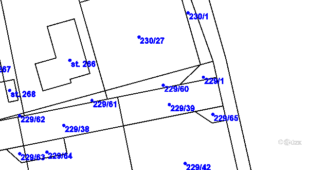 Parcela st. 229/60 v KÚ Kunčí, Katastrální mapa