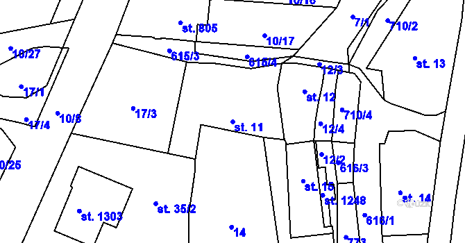 Parcela st. 11 v KÚ Slatiňany, Katastrální mapa