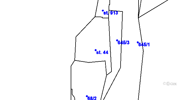 Parcela st. 44 v KÚ Slatiňany, Katastrální mapa