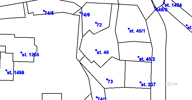Parcela st. 46 v KÚ Slatiňany, Katastrální mapa