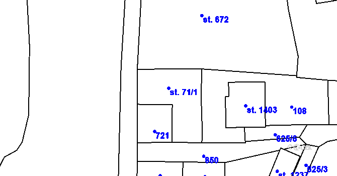 Parcela st. 71/1 v KÚ Slatiňany, Katastrální mapa