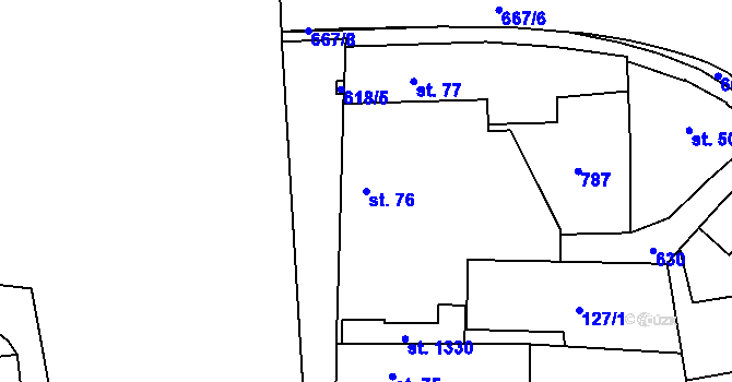 Parcela st. 76 v KÚ Slatiňany, Katastrální mapa