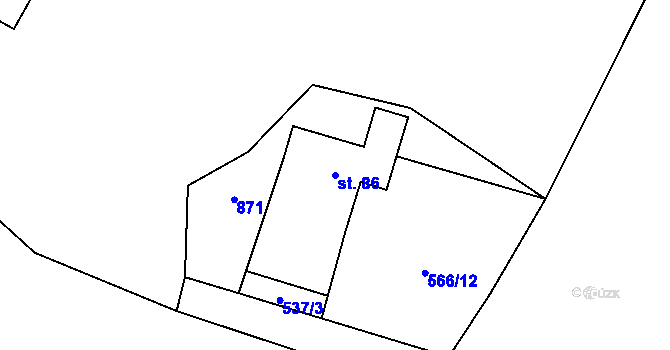 Parcela st. 86 v KÚ Slatiňany, Katastrální mapa
