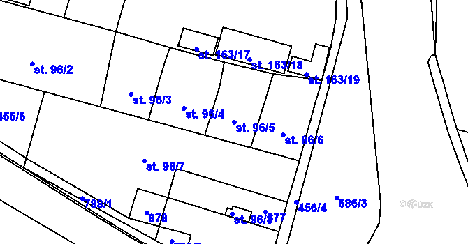 Parcela st. 96/5 v KÚ Slatiňany, Katastrální mapa