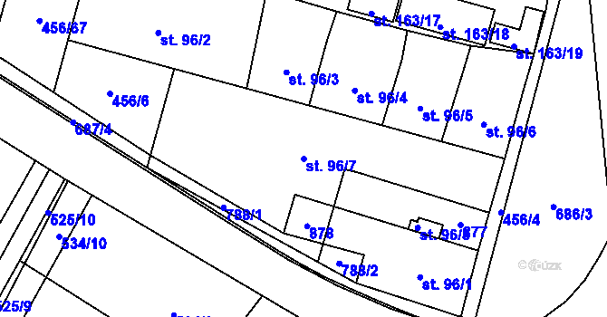 Parcela st. 96/7 v KÚ Slatiňany, Katastrální mapa