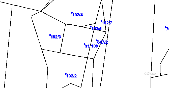 Parcela st. 109 v KÚ Slatiňany, Katastrální mapa