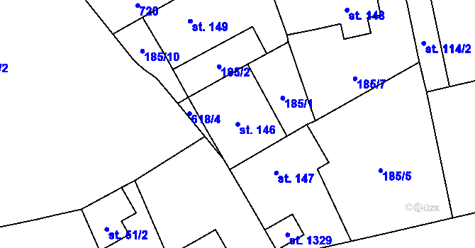 Parcela st. 146 v KÚ Slatiňany, Katastrální mapa