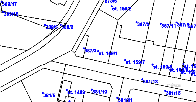 Parcela st. 159/1 v KÚ Slatiňany, Katastrální mapa
