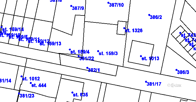 Parcela st. 159/3 v KÚ Slatiňany, Katastrální mapa