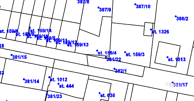 Parcela st. 159/4 v KÚ Slatiňany, Katastrální mapa