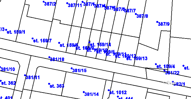 Parcela st. 159/5 v KÚ Slatiňany, Katastrální mapa