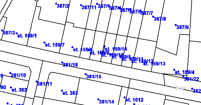 Parcela st. 159/10 v KÚ Slatiňany, Katastrální mapa