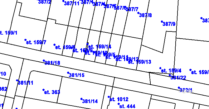 Parcela st. 159/11 v KÚ Slatiňany, Katastrální mapa