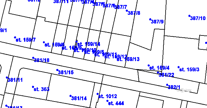 Parcela st. 159/12 v KÚ Slatiňany, Katastrální mapa