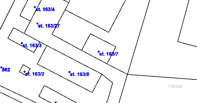 Parcela st. 163/7 v KÚ Slatiňany, Katastrální mapa