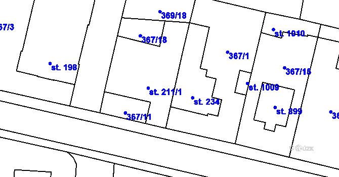 Parcela st. 211/2 v KÚ Slatiňany, Katastrální mapa