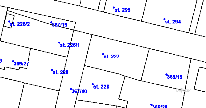 Parcela st. 227 v KÚ Slatiňany, Katastrální mapa