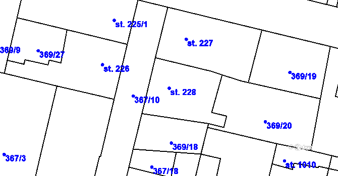 Parcela st. 228 v KÚ Slatiňany, Katastrální mapa