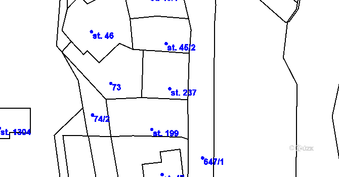 Parcela st. 237 v KÚ Slatiňany, Katastrální mapa