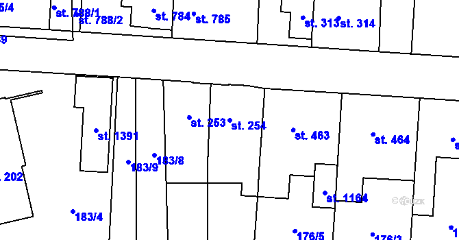 Parcela st. 254 v KÚ Slatiňany, Katastrální mapa