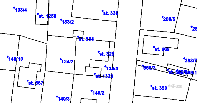 Parcela st. 325 v KÚ Slatiňany, Katastrální mapa