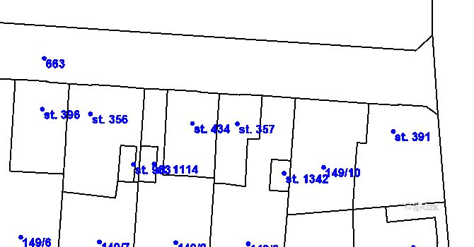 Parcela st. 357 v KÚ Slatiňany, Katastrální mapa