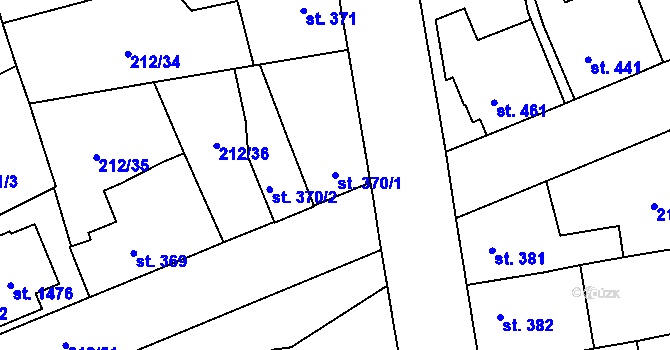 Parcela st. 370/1 v KÚ Slatiňany, Katastrální mapa