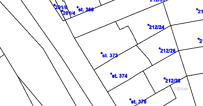 Parcela st. 373 v KÚ Slatiňany, Katastrální mapa